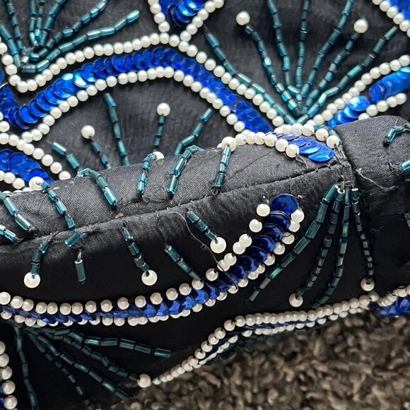 Vintage Laurence Kazan Blouse Womens Small Black 100% Silk, Sequin Detailing - Picture 8 of 8